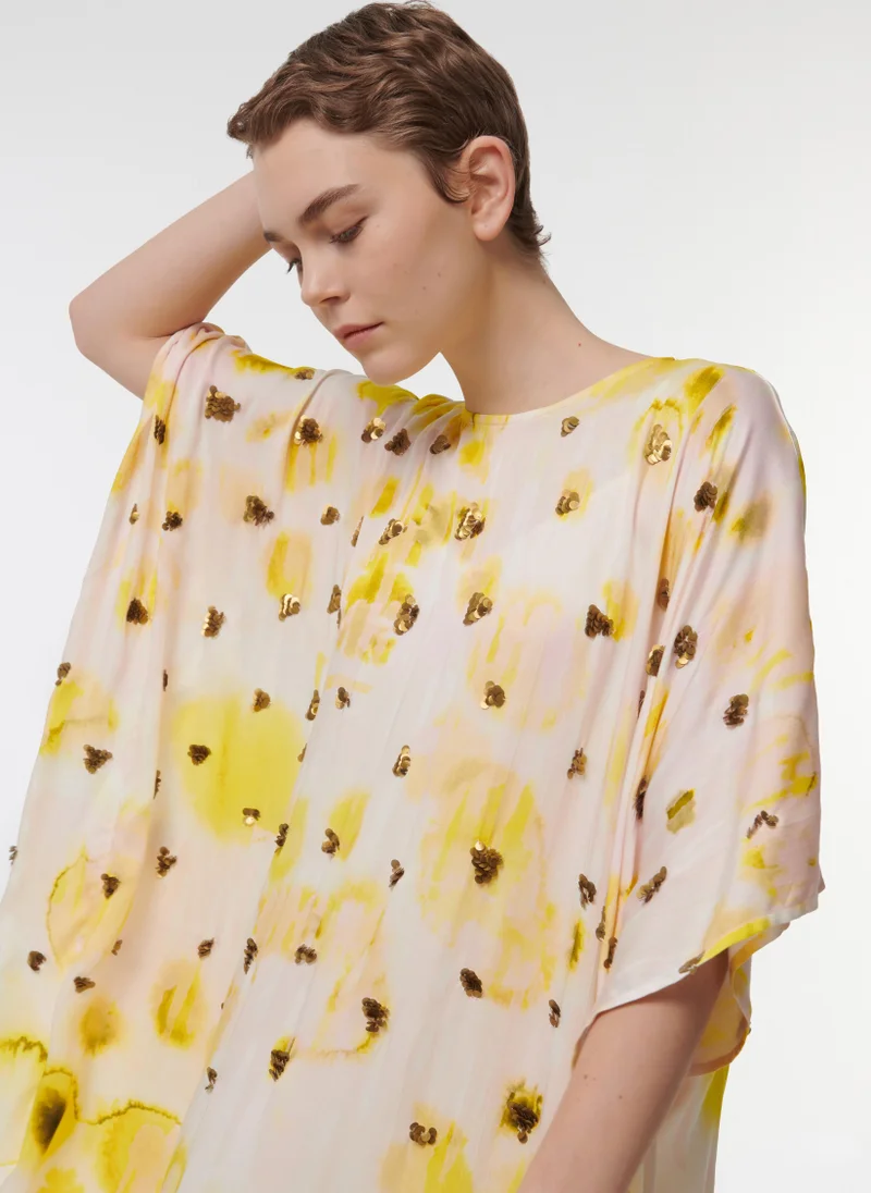 leem Embellished Dappled Print Kaftan
