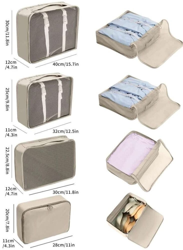 Generic 9-Piece Travel Organizer Luggage Set Beige  - Image 3
