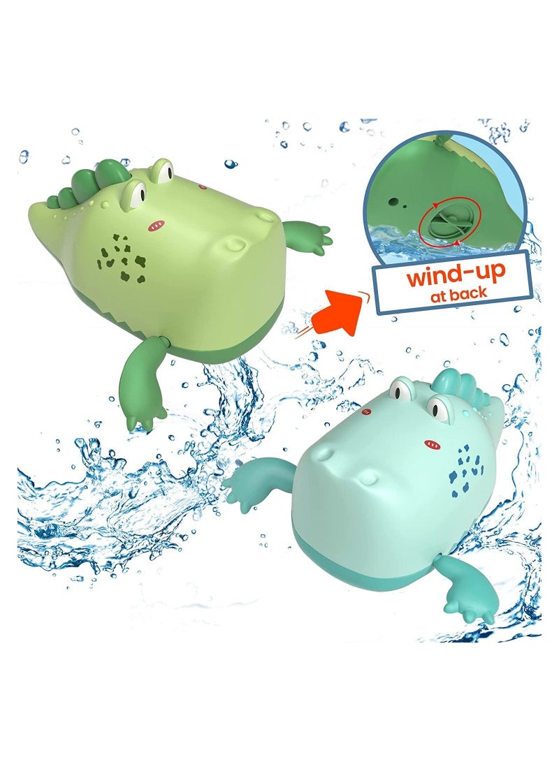 واي آند دي Baby Bath Toys, Floating Wind-up Gator Swimming Pool Games Water Play Gift for Bathtub Shower Beach Infant Kids Age 3 4 5 6 Years Old, Cartoon Big Crocodile Bathroom Toy (2PCS) - Image 3