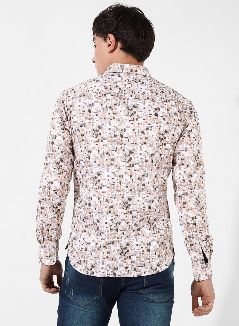 Campus Sutra Men's Abstract Print Button Up Cotton Shirt  - Image 5