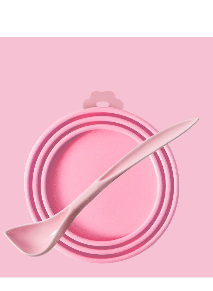 Silicone Cat Food Can Cover with Spoon Set, Reusable and Washable Pet Feeding Supplies for Cat Food Storage and Serving - Image 1