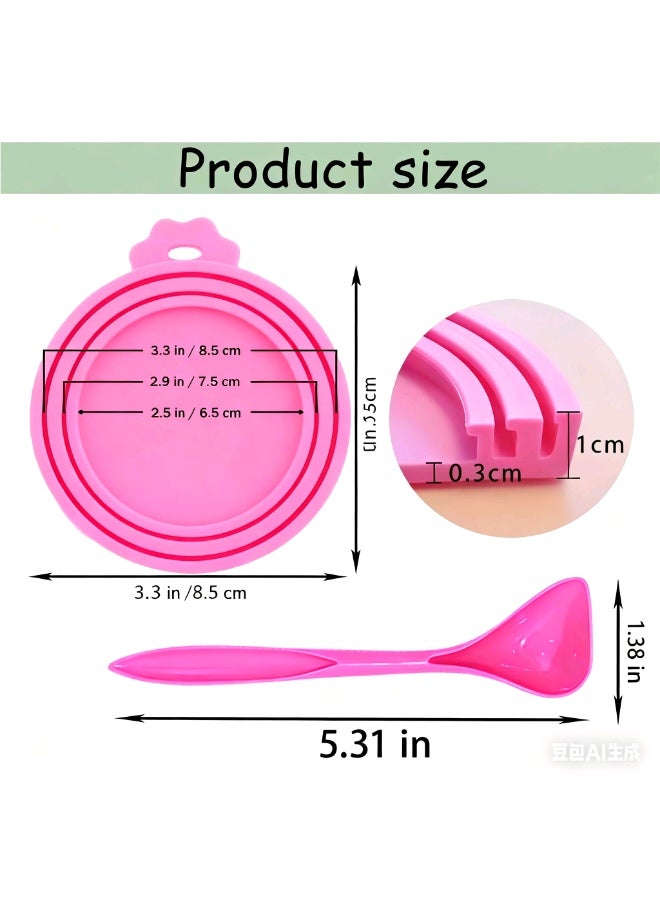 Silicone Cat Food Can Cover with Spoon Set, Reusable and Washable Pet Feeding Supplies for Cat Food Storage and Serving - Image 2