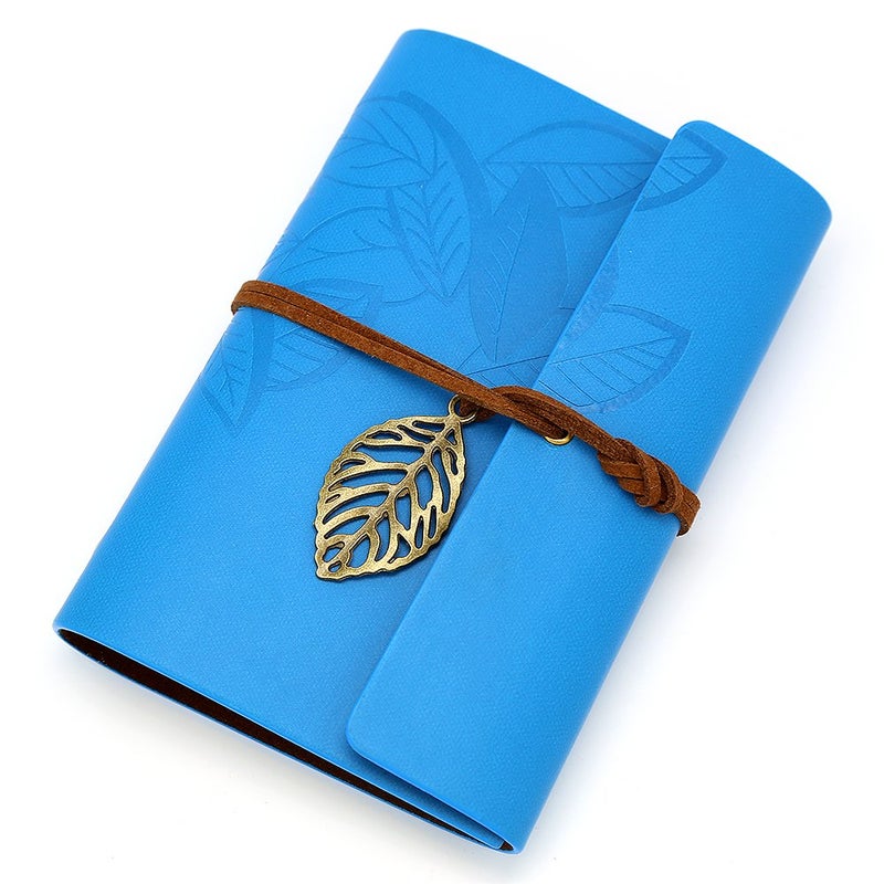 EvZ Vintage Blue PU Leather Cover Loose Leaf Blank Notebook Journal Diary Gift - Image 1