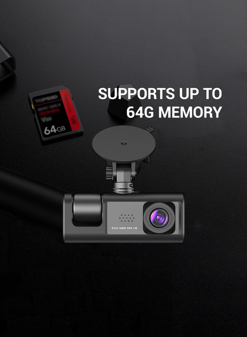 دانسينت ثلاث كاميرات عرض التطبيق كاميرا داش كاميرا أمامية 1280*1080 بكسل، وداخلية وخلفية 1280*720 بكسل، نظام DVR للسيارة، واي فاي مدمج، كاميرا داش كاميرا قابلة للتعديل للسيارات مع رؤية ليلية، 24 ساعة وقوف السيارات - Image 3