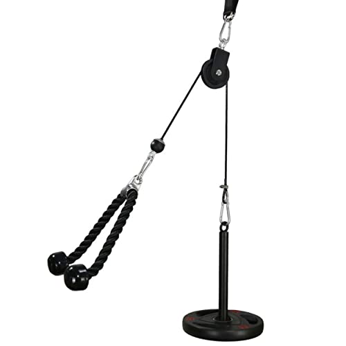 LFJ LAT Pull Down and Lift Weight Pulley System Cable Machine Pulley Attachment for Triceps Pull Down, Biceps Curl, Back, Forearm, Shoulder Home Gym Equipment (Set with Tricep Rope) - Image 1