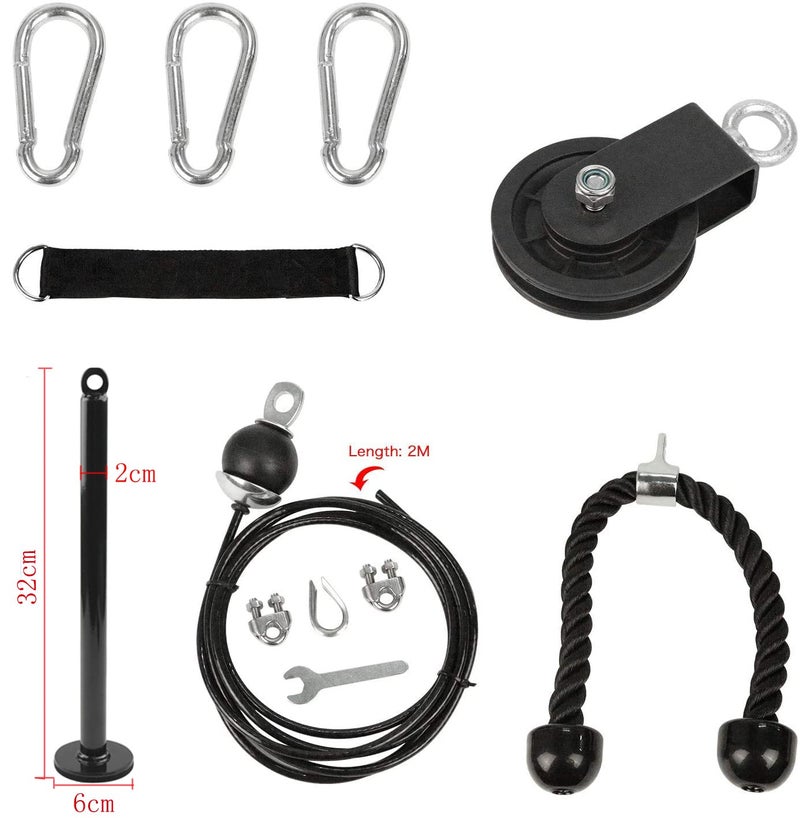LFJ LAT Pull Down and Lift Weight Pulley System Cable Machine Pulley Attachment for Triceps Pull Down, Biceps Curl, Back, Forearm, Shoulder Home Gym Equipment (Set with Tricep Rope) - Image 2