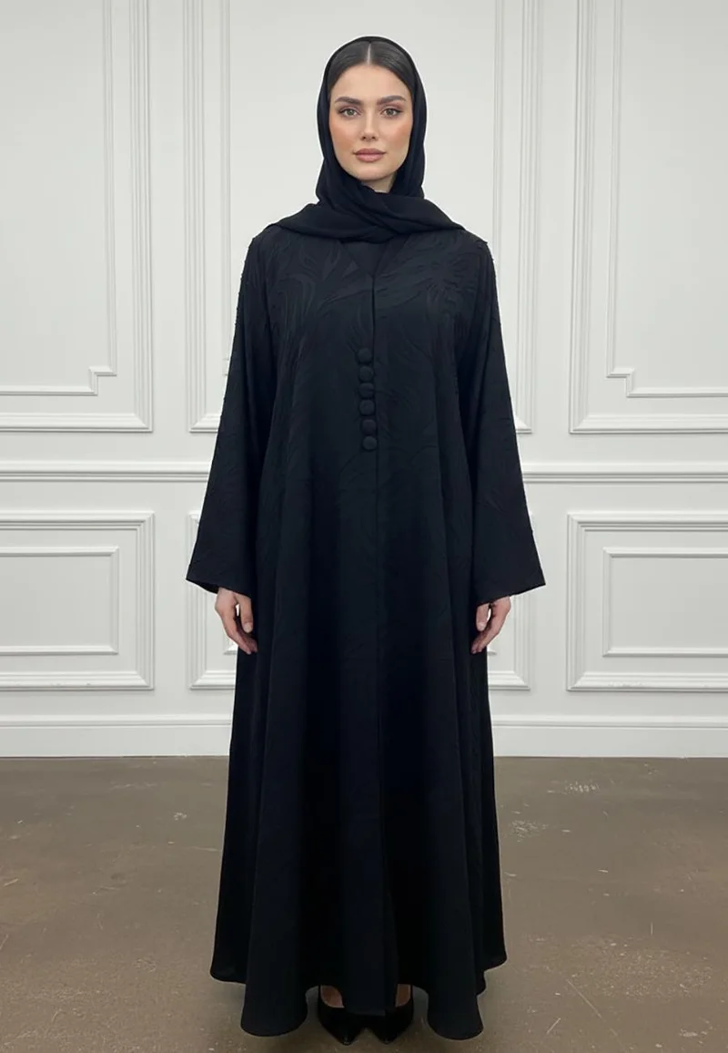 NUKHBAA The Midnight Jacquard Abaya-874