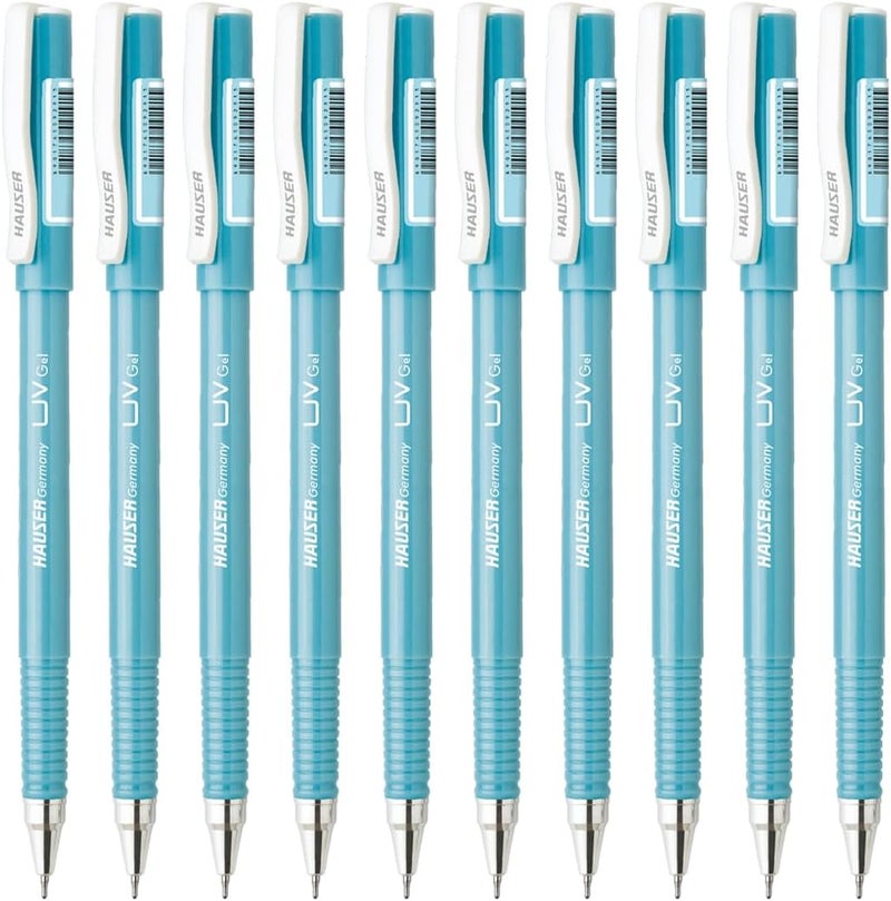HAUSER UV Gel Pen Wallet Pack | Ensures Smoothness & Durability | Waterproof Ink For Smooth & Smudge Free Writing | Blue Ink, Pack of 20 Pens - Image 1