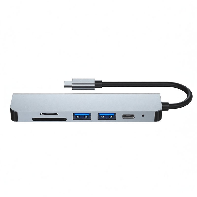Anwintek 6-in-1 Type-C Hub to HD 4K@30Hz+SD+TF+USB 2.0+USB 3.0 640MB/s+PD Charging Port 87W Screen Mirroring OTG Function Grey - Image 5