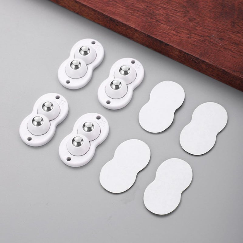 4 قطع من عجلات الكاستر المزدوجة ذاتية اللصق للصناديق وسلال المهملات، حركة سلسة - Image 3