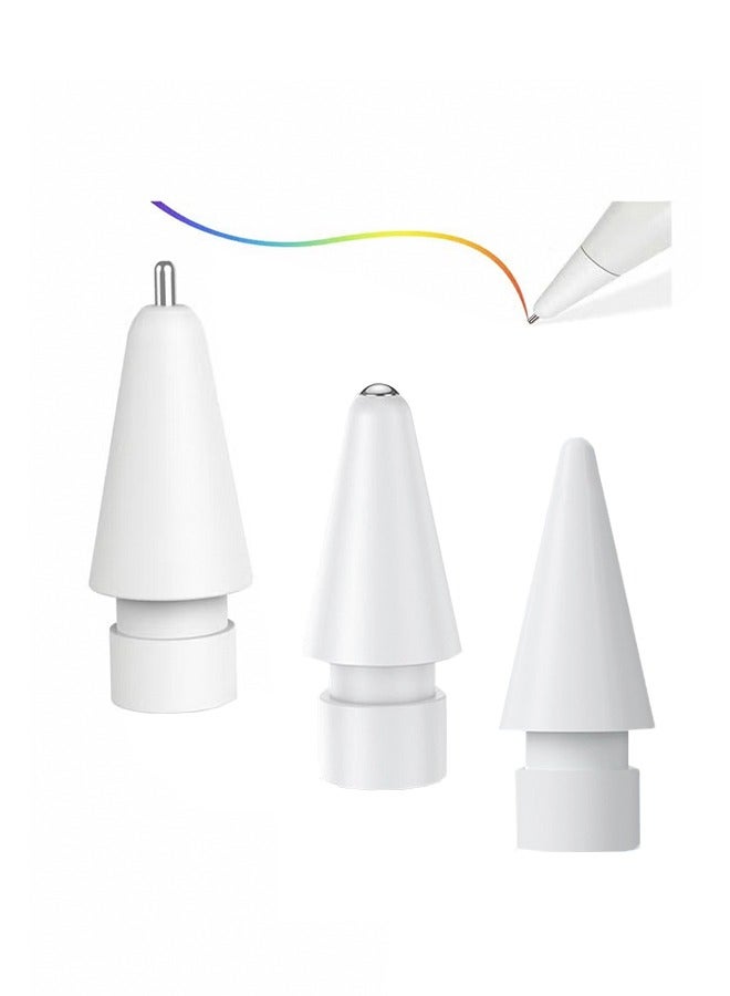 3Pcs Replacement Tips for Apple Pencil 1st/2nd Generation No Wear Out Noiseless Precise Control Stylus Tip Mute anti slip original replacement pen head for iPad Pro Pencil for Apple Pencil - White  - Image 1