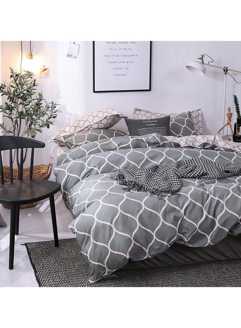 Soft and Breathable Single Size Fitted Bedsheet Set Skin Friendly Microfiber 4Pcs Bed Sheet Set Includes Duvet Cover Set With Fitted Sheet and Cozy Pillow Cases