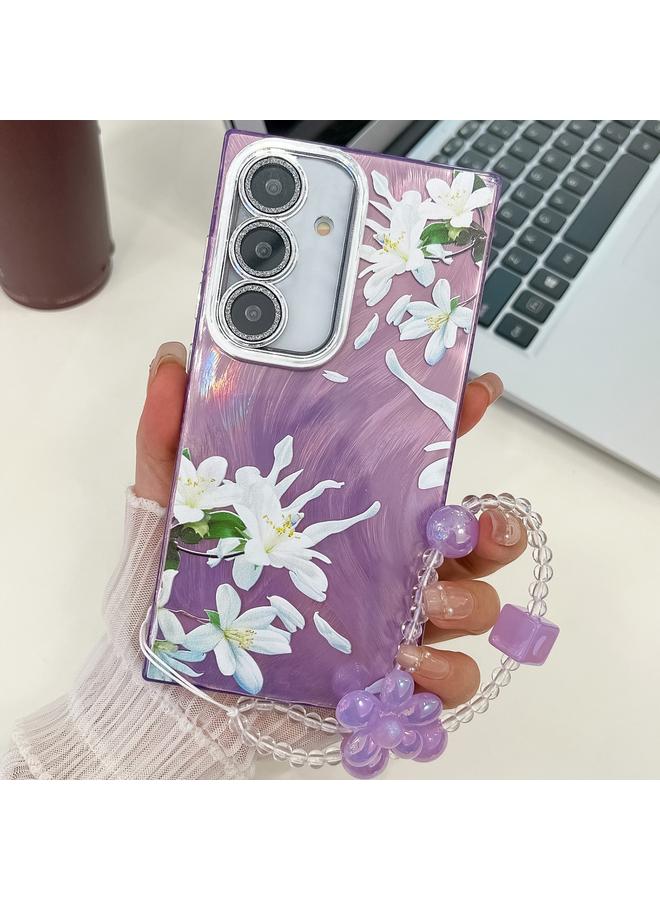 S-TOP Case For Samsung Galaxy A25 5G Electroplating Flowers Plants Texture Wristband TPU Phone Case - Image 1