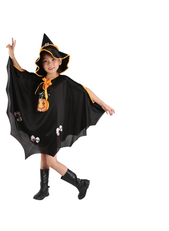 NIBEMINENT Halloween cape and cloak Witch role-playing performance Pumpkin costume cape setset