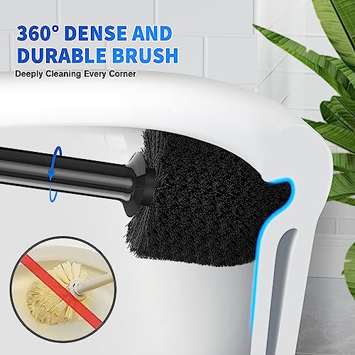 LOVLOY Toilet Plunger and Brush, Bowl Brush and Heavy Duty Toilet Plunger Set with Ventilated Holder, 2-in-1 Toilet Brush and Plunger Combo for 5.3-inch Toilet Drain Bathroom Cleaning (Black) - Image 4