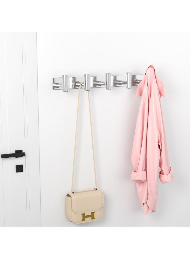 Coat Rack Wall Mounted, 5 T Shaped Wall Hooks for Hanging, Heavy Duty Stainless Steel Coat Hook Rail for Hat Towel Robes in Bathroom Kitchen Mudroom Entryway (Silver, 1 Pack) - Image 2