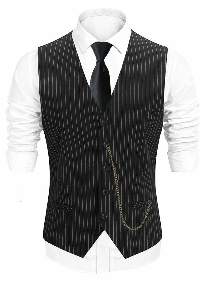 EFORLED 1920s Mens Costume Fedora Hat,Gatsby Gangster Vest,Vintage Pocket Watch,Pre Tied Bow Tie,Tie, Twvest-cswhhat, XL - Image 3