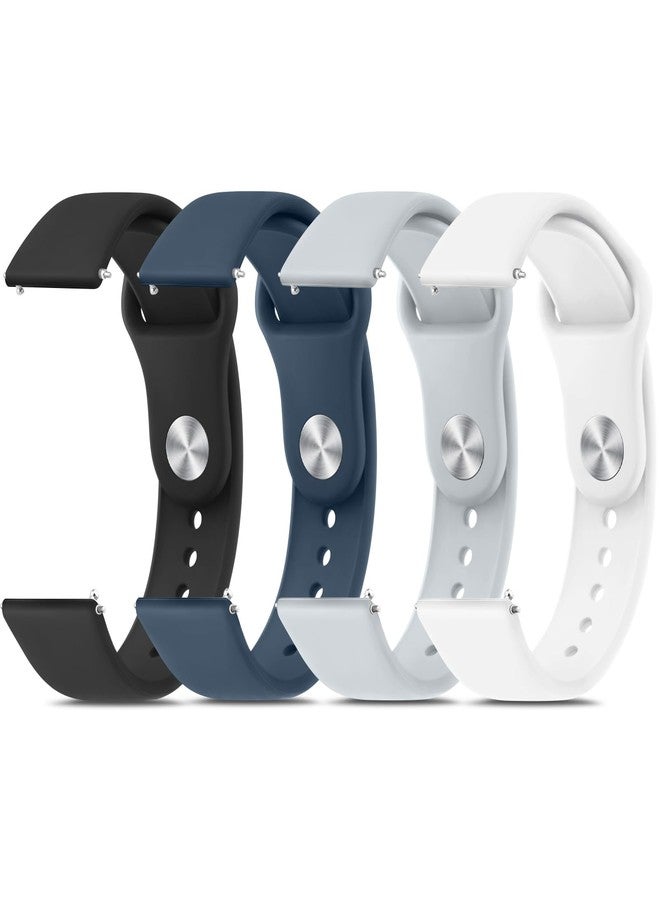 Meliya 4 Pack Silicone Watch Bands, 20mm 22mm Quick Release Soft Sport Replacement Watch Strap for Women Men (Black+Deed Blue+White+Grey, 20mm) - Image 1