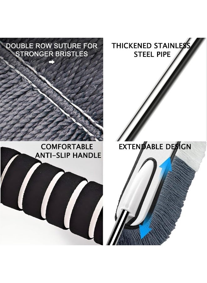 Laoybho 4Pcs Car Duster Set, Extendable Long Handle Brush, Double-Head Interior Dust Brush, Microfiber Cleaning Cloth Vehicle Detailing Tool Cleaning Kit for Car Windows Screen Air Vents Dashboard Screen - Image 4