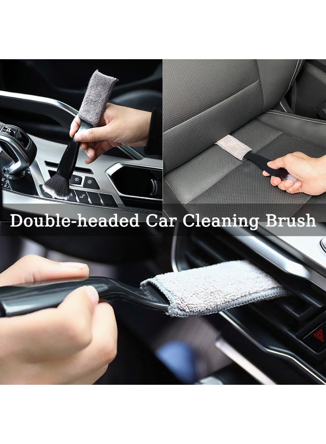 Laoybho 4Pcs Car Duster Set, Extendable Long Handle Brush, Double-Head Interior Dust Brush, Microfiber Cleaning Cloth Vehicle Detailing Tool Cleaning Kit for Car Windows Screen Air Vents Dashboard Screen - Image 5