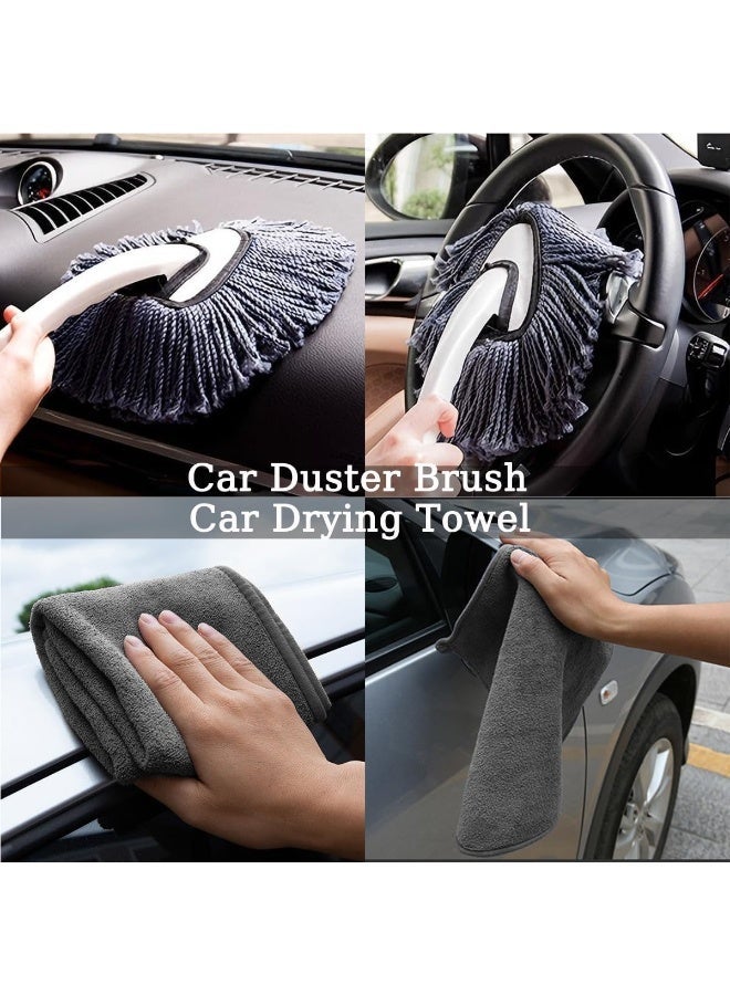 Laoybho 4Pcs Car Duster Set, Extendable Long Handle Brush, Double-Head Interior Dust Brush, Microfiber Cleaning Cloth Vehicle Detailing Tool Cleaning Kit for Car Windows Screen Air Vents Dashboard Screen - Image 2