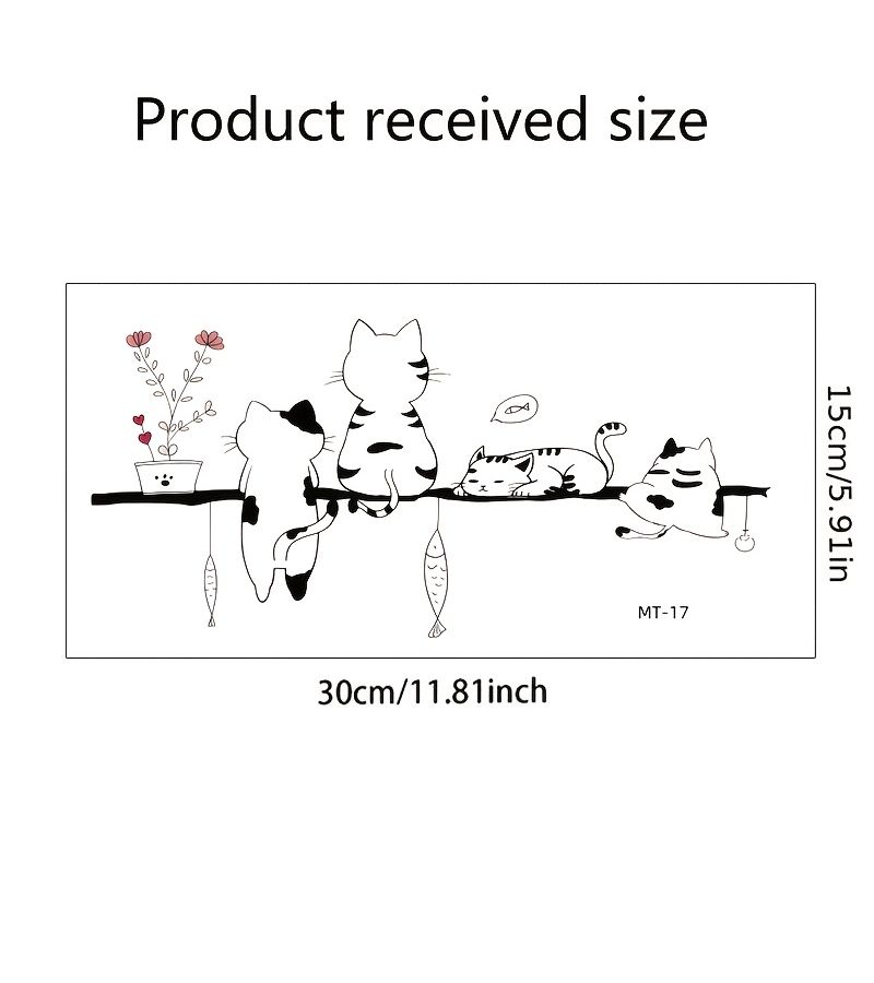 Stick Figure Cat And Fish Cartoon Toilet Sticker Self-Adhesive Decal MT-17 - Image 3