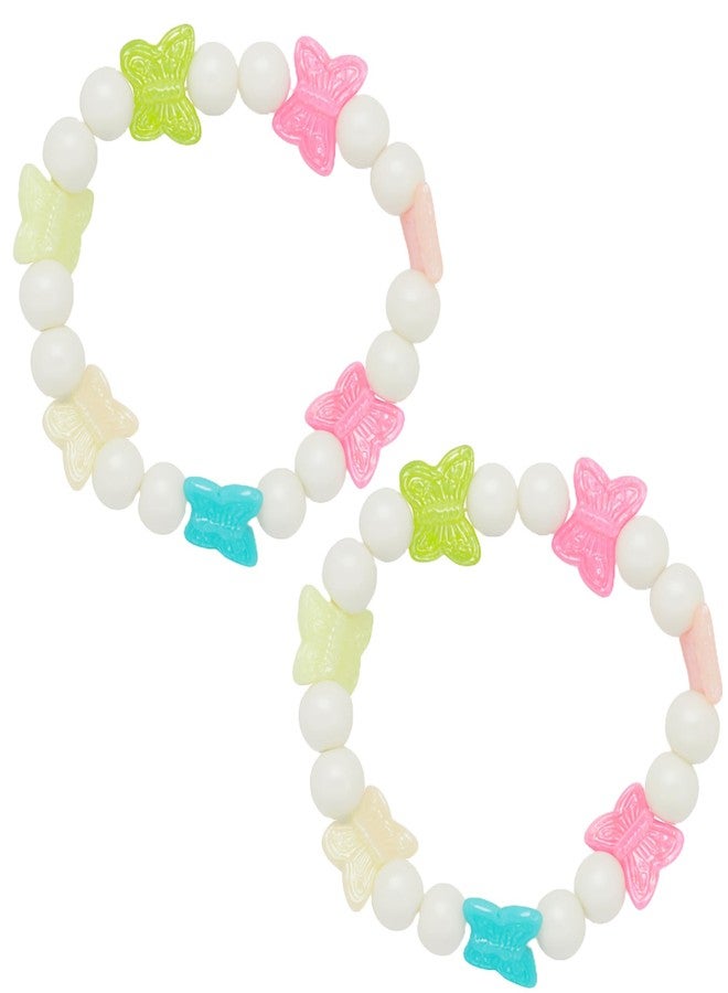 Kailash Creation Kids Girls Colorful Butterfly Cute Beaded Bracelet - Stretchable Elastic Hand Accessory for Birthday, Party & Daily_Wear Stylish | Anti Tarnish Bracelets (Butterfly, Pack of 2) - Image 1