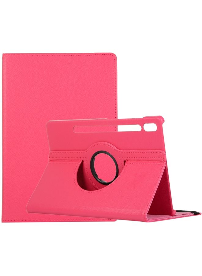 Case Cover For Samsung Galaxy Tab S9 360 Degrees Rotation Holder Litchi Texture Leather Tablet Case Rose Red