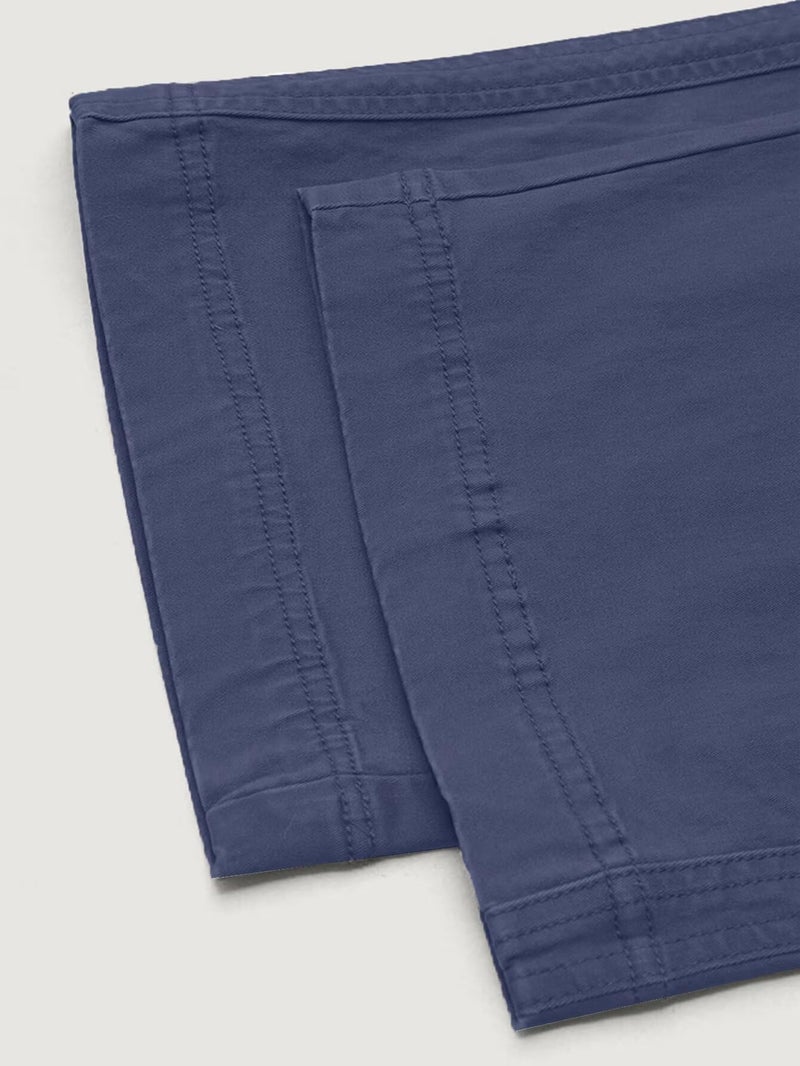 Flamingals Straight Leg Pants for Women Drawstring Waist Mid Rise Casual Solid Seam Detail Pants Steel Blue M - Image 5