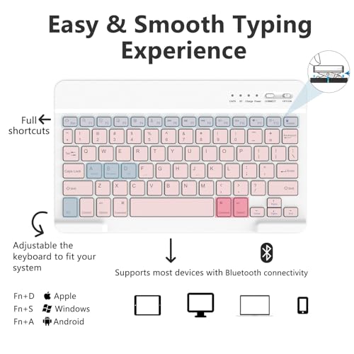 MMK for iPad Air 11 inch Case with Keyboard (M3 2025 / M2 2024) & iPad Air 5/4th Gen (2020/2022) & iPad Pro 11" 2018-2022, Detachable Bluetooth Keyboard Cover with Pencil Holder | Pink - Image 3