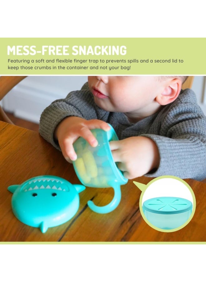 melii Snack Container for Kids - Shark Design Mess Free, Adaptable, and Easy to Hold with Removable Finger Trap - Perfect for Independent Snacking, Travel - BPA Free and Dishwasher Safe - Blue - Image 4