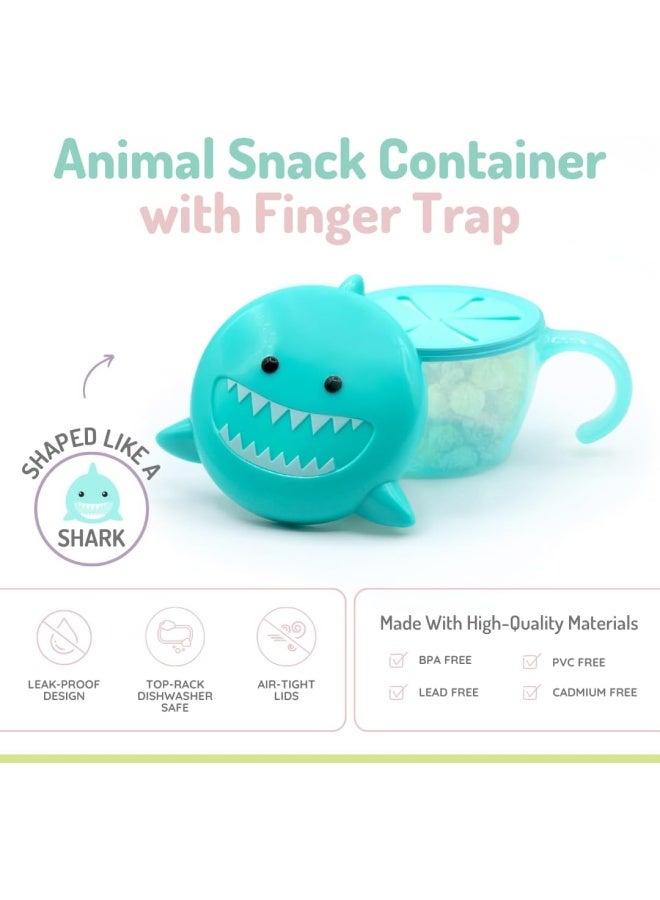 melii Snack Container for Kids - Shark Design Mess Free, Adaptable, and Easy to Hold with Removable Finger Trap - Perfect for Independent Snacking, Travel - BPA Free and Dishwasher Safe - Blue - Image 3