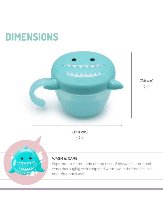 melii Snack Container for Kids - Shark Design Mess Free, Adaptable, and Easy to Hold with Removable Finger Trap - Perfect for Independent Snacking, Travel - BPA Free and Dishwasher Safe - Blue - Image 2