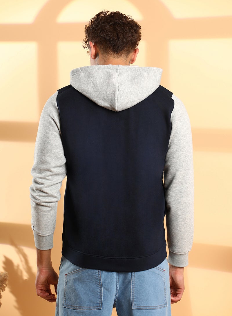Campus Sutra Men's Grey & Navy Blue Button-Front Jacket With Contrast Detail - Image 5