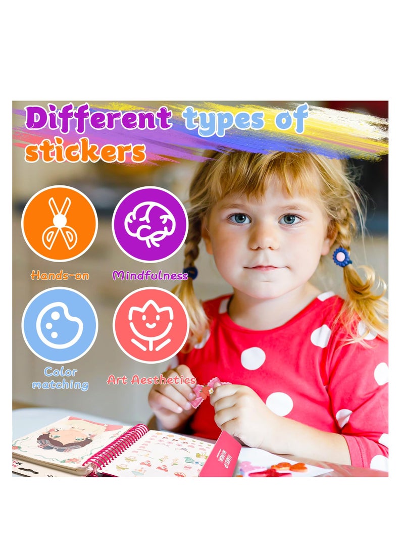 Poke Art DIY Toys for Girls, Warmyard Childhood Infinite Dream Hand-Painted Poke Art 3D Cartoon Change Dress Educational Toys Pocket Watercolor Painting Book Poke Fun Painting for Kids - Image 4