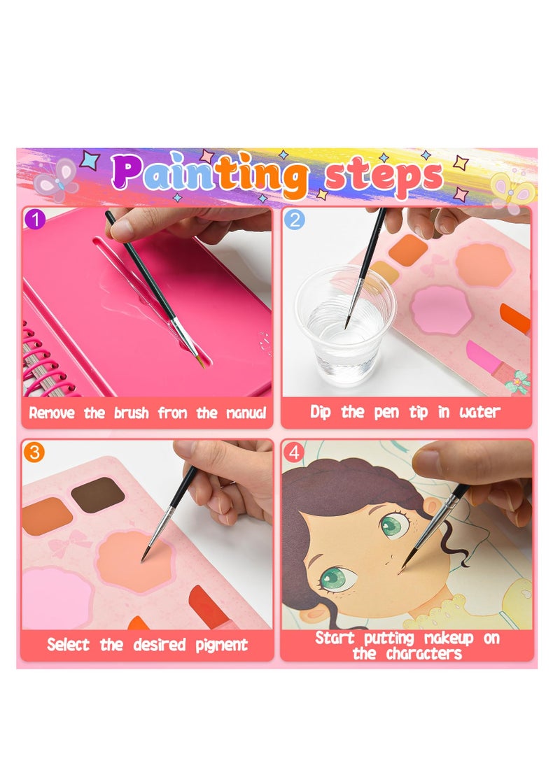 Poke Art DIY Toys for Girls, Warmyard Childhood Infinite Dream Hand-Painted Poke Art 3D Cartoon Change Dress Educational Toys Pocket Watercolor Painting Book Poke Fun Painting for Kids - Image 5