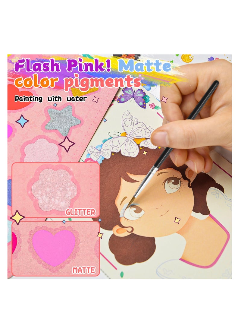 Poke Art DIY Toys for Girls, Warmyard Childhood Infinite Dream Hand-Painted Poke Art 3D Cartoon Change Dress Educational Toys Pocket Watercolor Painting Book Poke Fun Painting for Kids - Image 3