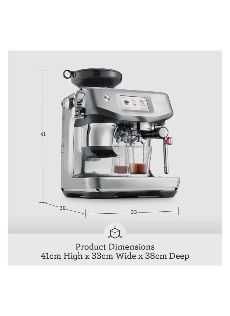 سيج The Barista Touch Impress –Bean-to-Cup Espresso Machine,Hands-Free microfoam,ThermoJet Heating,Cold Brew Function,Touchscreen –Brushed Stainless Steel - UAE Version,2 Year Manufacturer Warranty