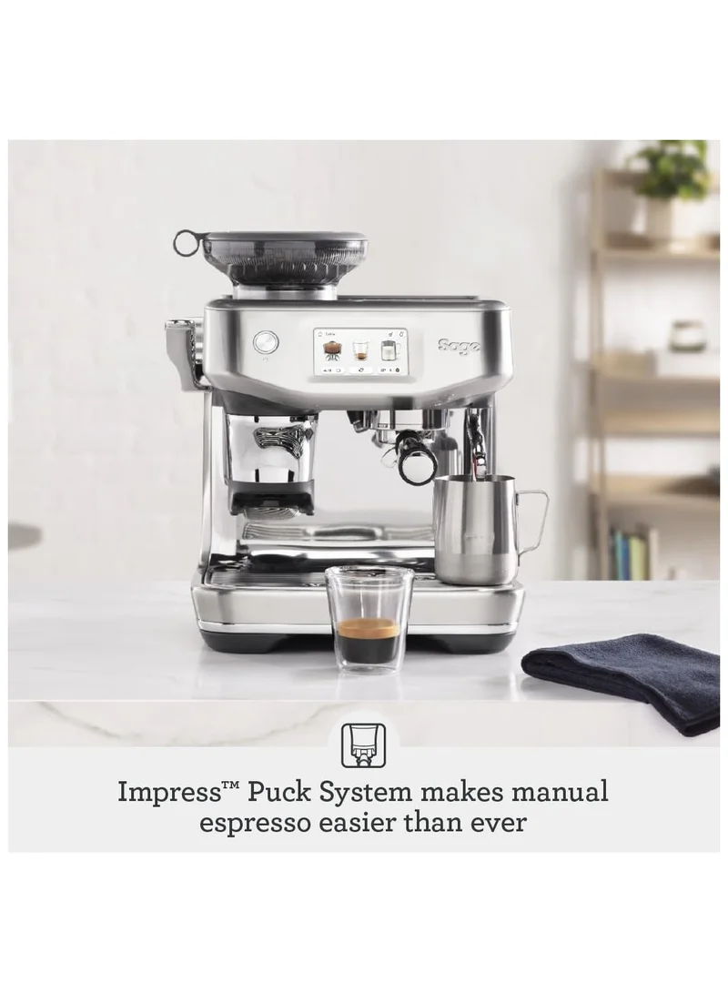 Sage The Barista Touch Impress –Bean-to-Cup Espresso Machine,Hands-Free microfoam,ThermoJet Heating,Cold Brew Function,Touchscreen –Brushed Stainless Steel - UAE Version,2 Year Manufacturer Warranty