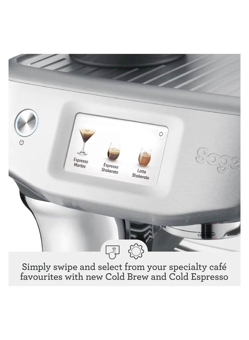 Sage The Barista Touch Impress –Bean-to-Cup Espresso Machine,Hands-Free microfoam,ThermoJet Heating,Cold Brew Function,Touchscreen –Brushed Stainless Steel - UAE Version,2 Year Manufacturer Warranty