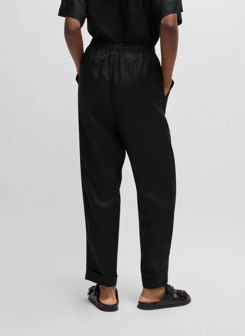 BOSS Regular-fit trousers in ramie