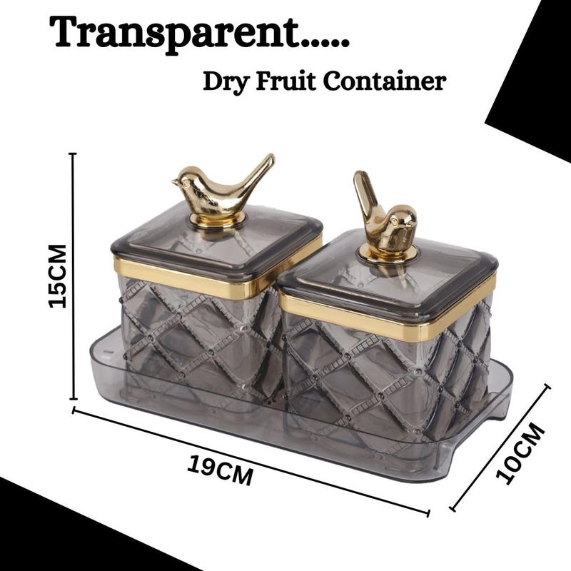 Nabhya Transparent AirTight Dry Fruit Container Tray Set With Lid Serving Tray Airtight BPA FREE Plastic Storage Container Set 500 ml Grey - Image 4