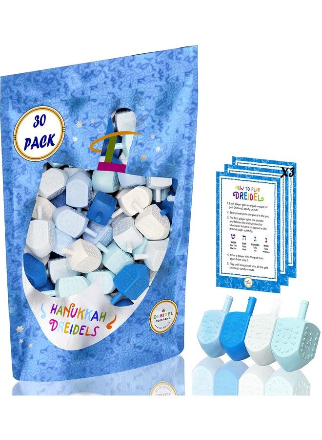 The Dreidel Company The Dreidel Company Hanukkah Blue and White Plastic Dreidel (30-Pack) - Image 1