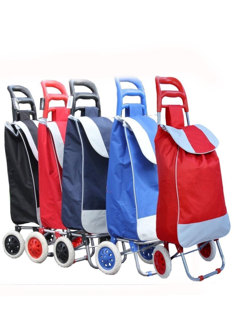 DubaiGallery 1 قطعة عربة تسوق قابلة للطي بلون عشوائي مع حقيبة أمتعة وعجلات سهلة الحمل للسفر - Image 1