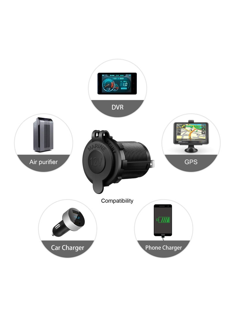 SYOSI 12V Cigarette Lighter Socket, 2 Pack Car Marine Motorcycle ATV RV Lighter Socket, Replacement 12 Volt Waterproof Plug, Power Outlet Socket Receptacle Waterproof Plug - Image 5