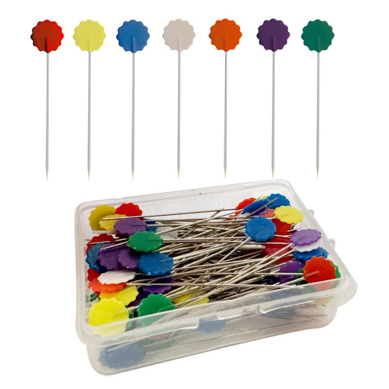 Sunenlyst 200Pcs Flat Head Sewing pins, Straight Pins with Flower Colored Heads, 2.16inch Quilting Pin for Sewing Supplies,Dressmaker, Craft, Fabric, DIY, Sewing Projects and Jewelry Decoration - Image 1