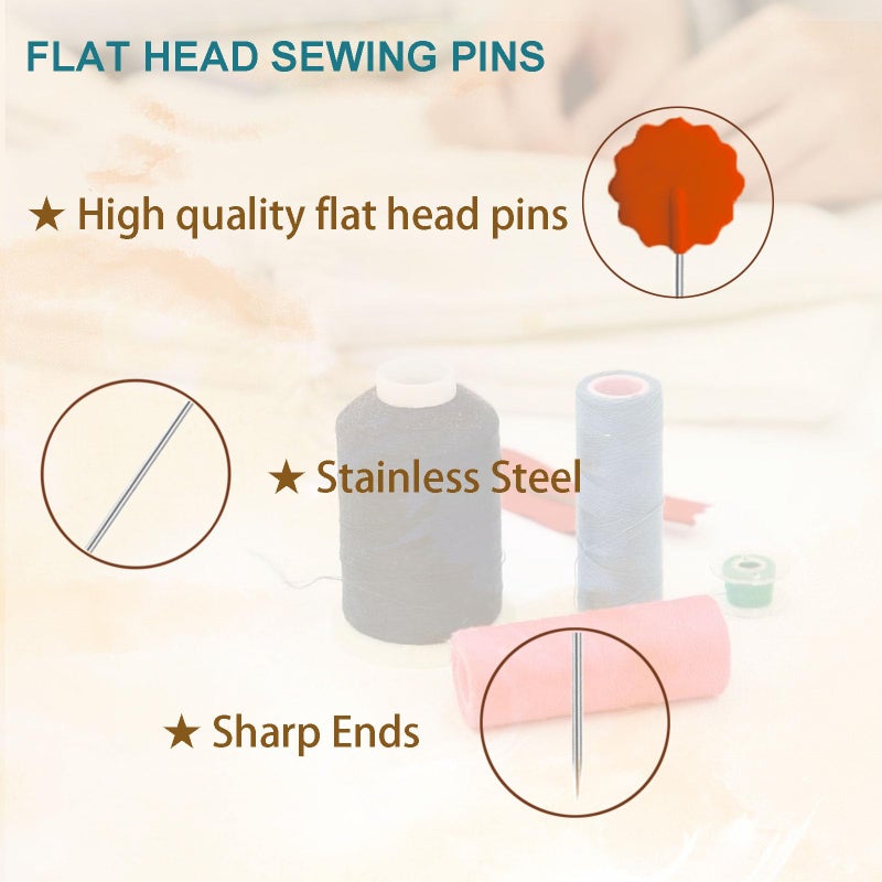 Sunenlyst 200Pcs Flat Head Sewing pins, Straight Pins with Flower Colored Heads, 2.16inch Quilting Pin for Sewing Supplies,Dressmaker, Craft, Fabric, DIY, Sewing Projects and Jewelry Decoration - Image 3