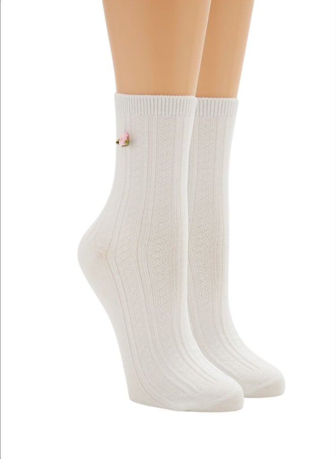 FOREVER 21 Rosette Crew Socks - Image 1