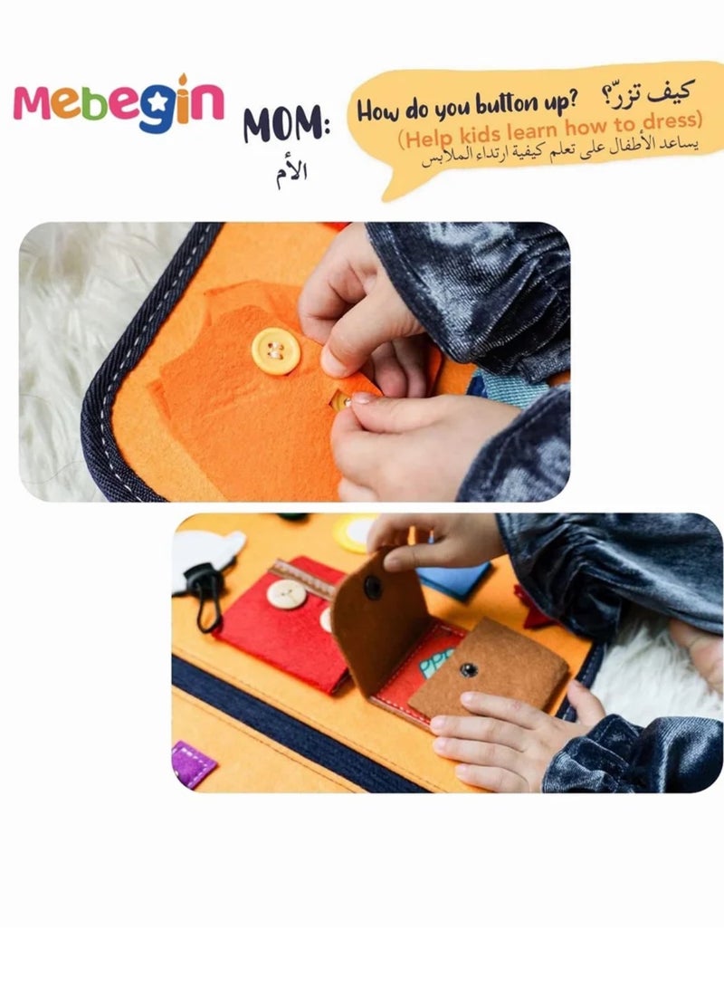 Toddler Busy Board Preschool Montessori Toy Young Children Early Educational Learning Studying Binder Sturdy Sensory Plank Enlighten Practise Basic Dress Skills Fine Motor Technical Ability  - Image 5