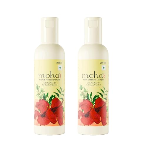 Moha Herbal Anti-Dandruff Shampoo with Blend of Hibiscus, Neem & Tea Tree Oil | Sulfate-Free Shampoo for Women & Men | Mild Herbal Hair Cleanser for Clear or Itchy Scalp, Strengthens Hair & Hair Fall Control | Ideal Shampoo for Curly Hair & Sensitive Scalps – 200 ml (Pack of 2) - Image 1